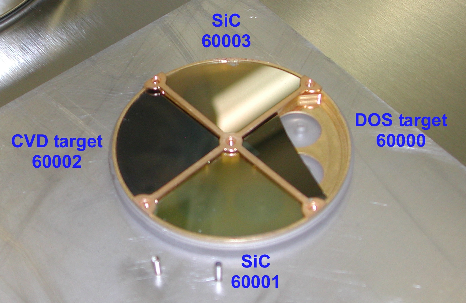 Targets in mount after the sample return to earth.