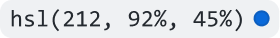 Screenshot of rendered GitHub Markdown showing how HSL value 212, 92%, 45% appears with a blue circle.