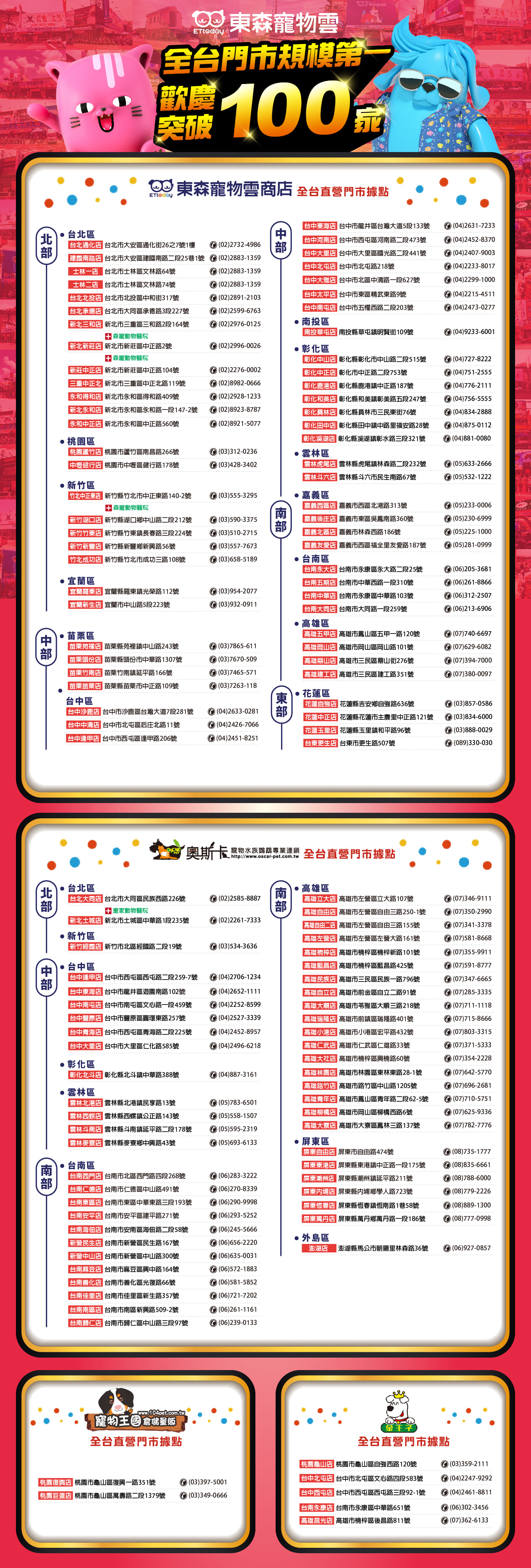 東森寵物雲商店全台門市據點