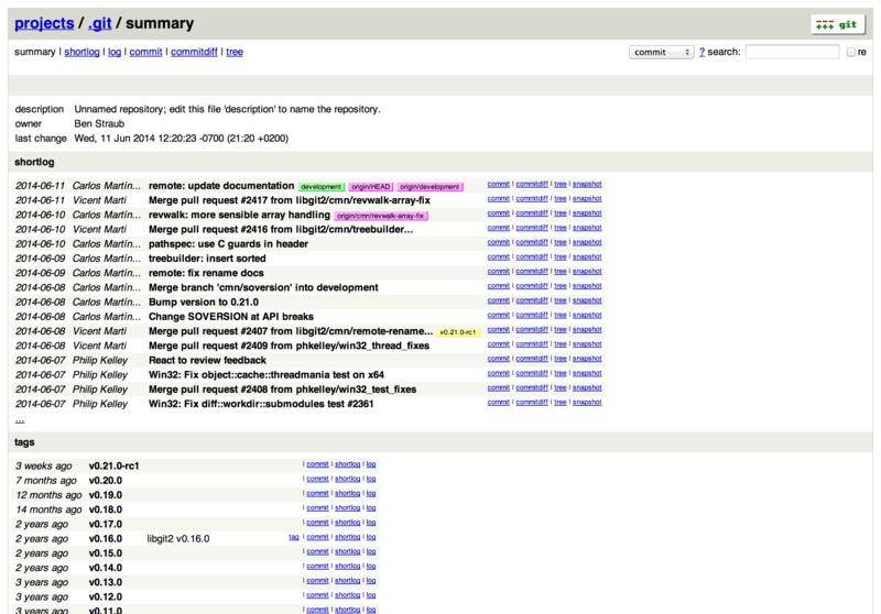 The GitWeb web-based user interface