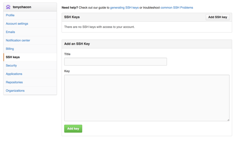 Lien vers « SSH keys » (clés SSH)