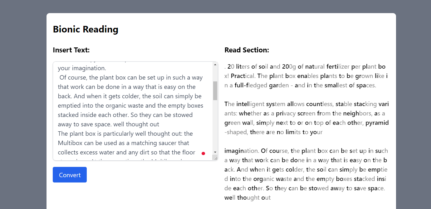 Bionic ReadingTool project image