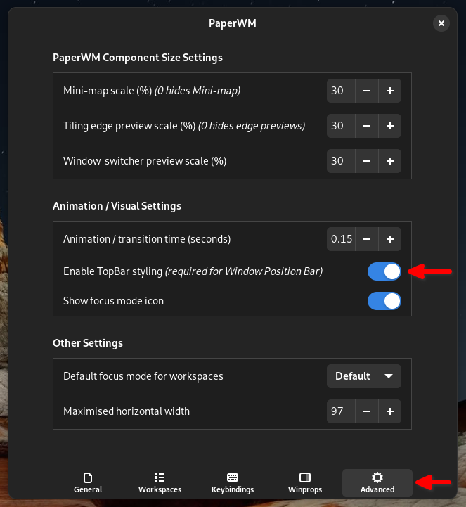 Enable Top Bar Styling