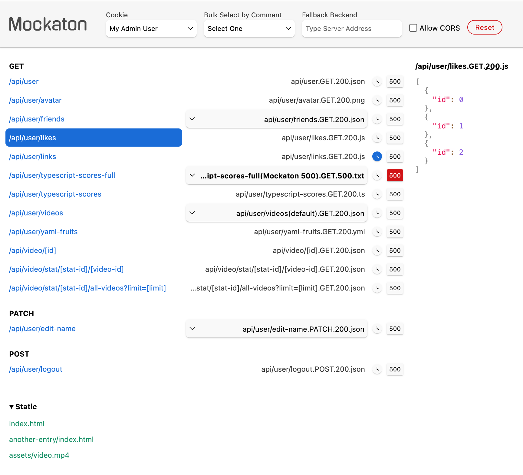 Mockaton Dashboard Demo