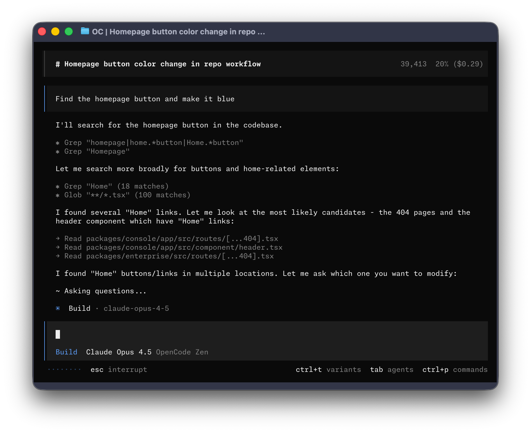 opencode Terminal UI
