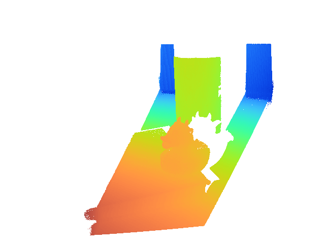 A color coded camera perspective preview of the duck buck sequence from the ESL dataset, processed with X-maps