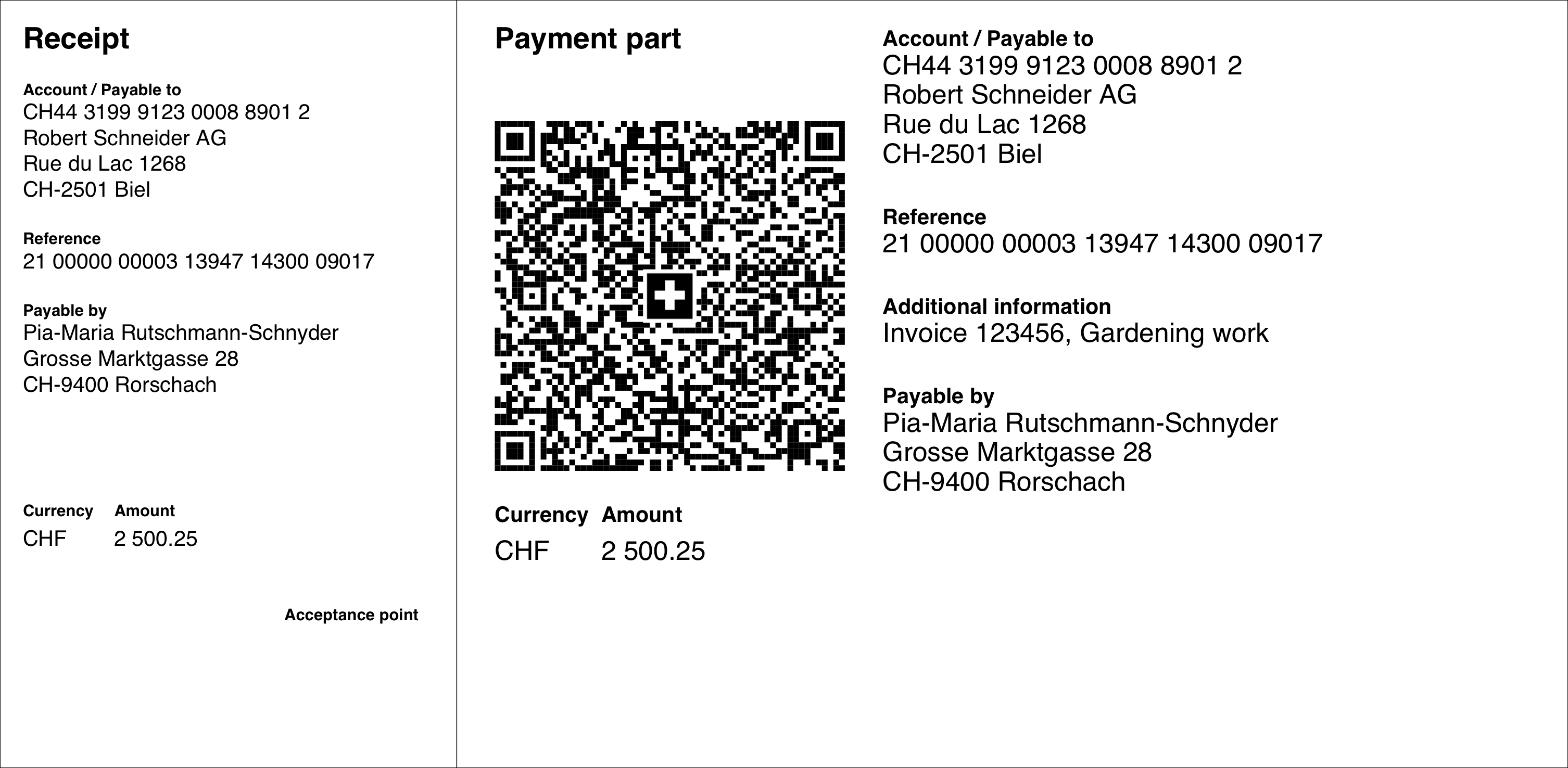 Image of Swiss QR Bill example