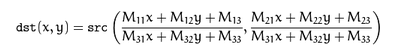 Original Warp Perspective Equation