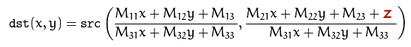 Our Warp Perspective Equation for 3D Reconstructure