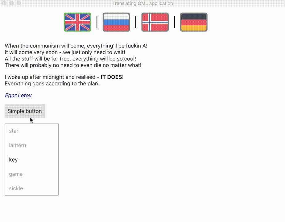 Dynamic switching between languages in QML application