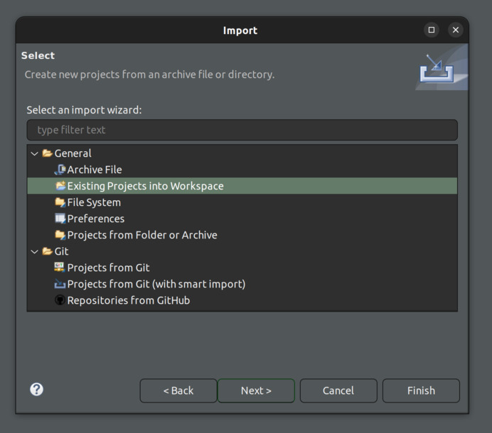 Import Project into Workspace