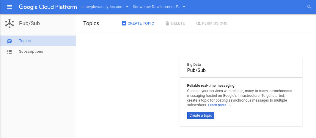 creating a pubsub topic