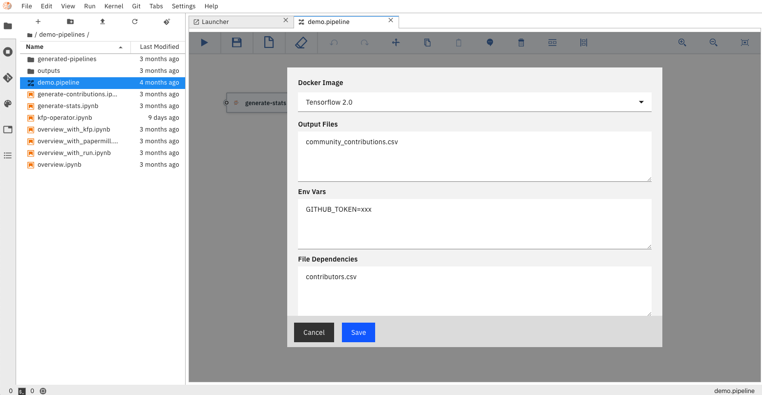 Notebook Pipeline Editor - Node Properties