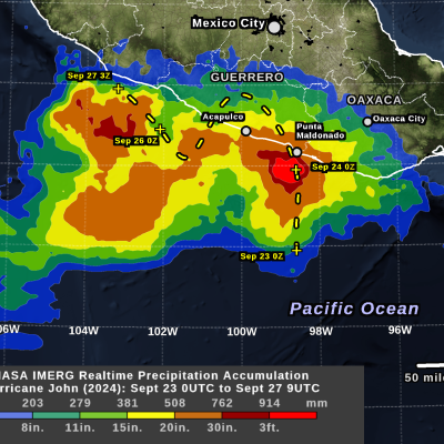 Hurricane John (Sept 2024) IMERG rainfall accumulation