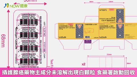 攝護腺癌藥物主成分未溶解出現白顆粒 食藥署啟動回收 