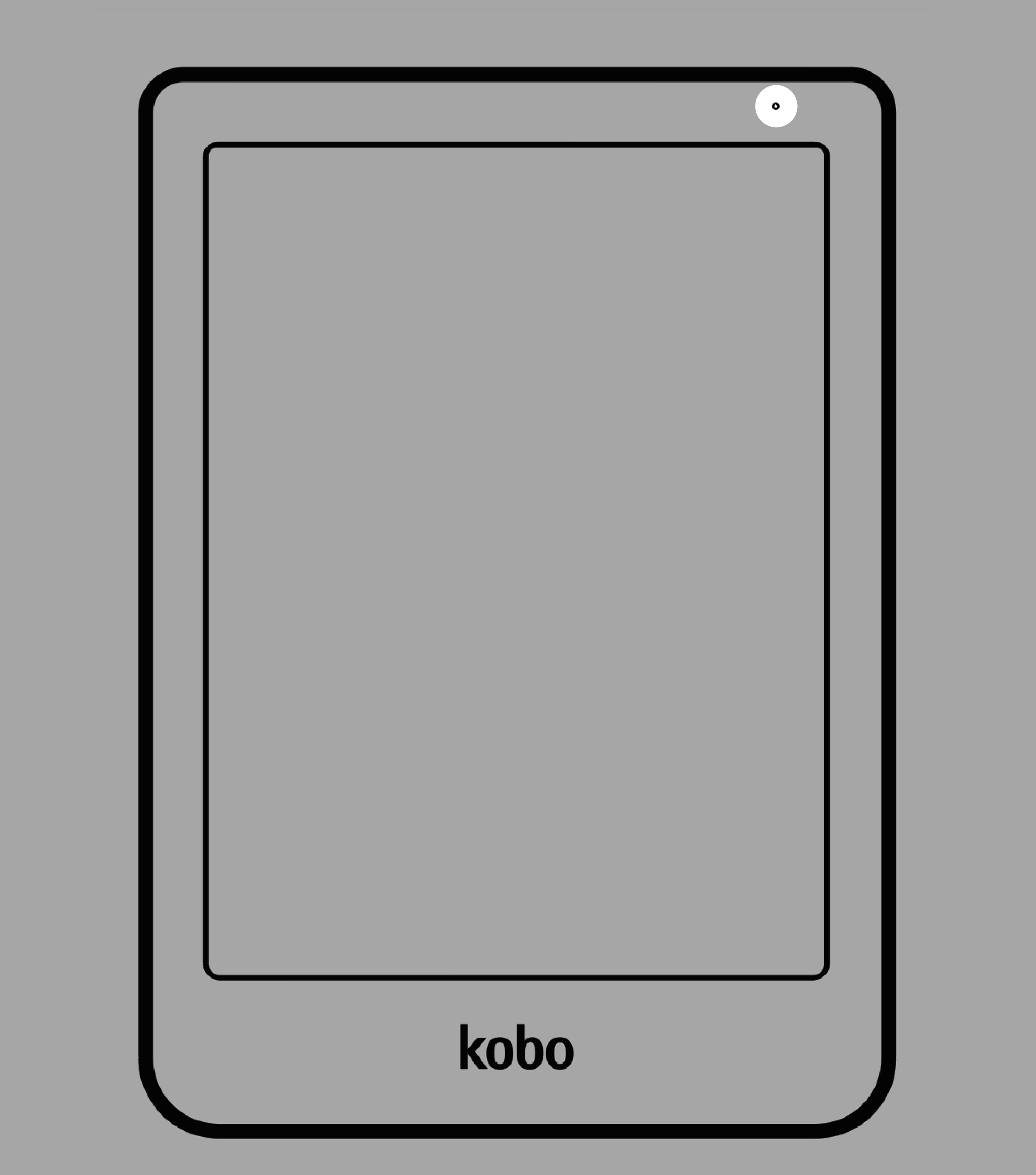 Kobo eReader with the power light highlighted near the top of the screen.