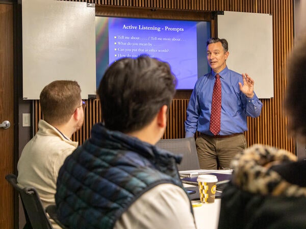 professor speaking to students