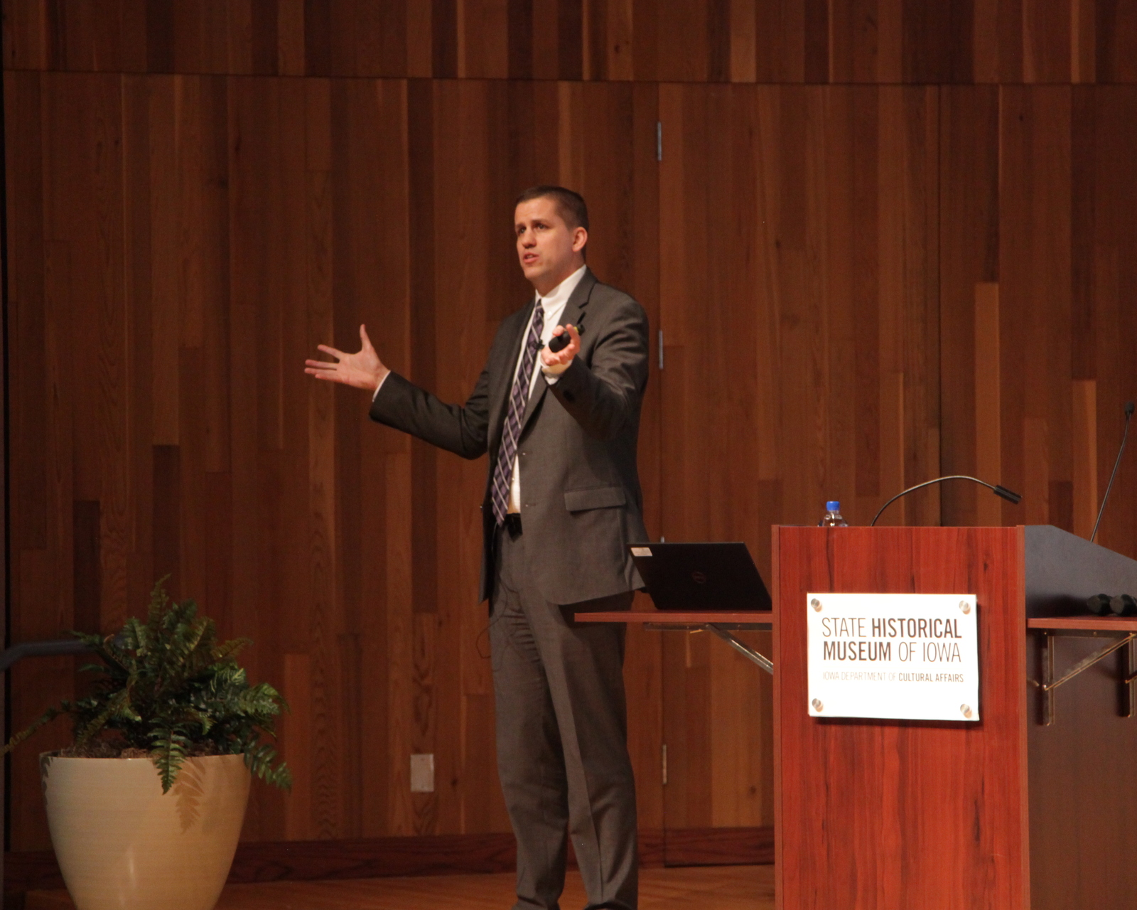 Professor Collis offering a keynote address in Iowa.