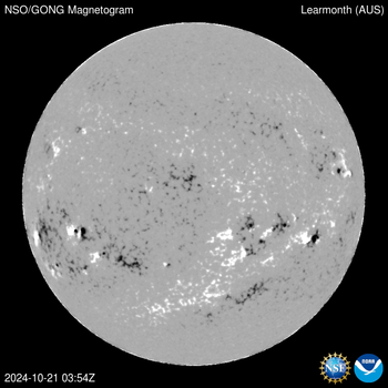 NSO GONG current white light (intensity) image of the Sun.