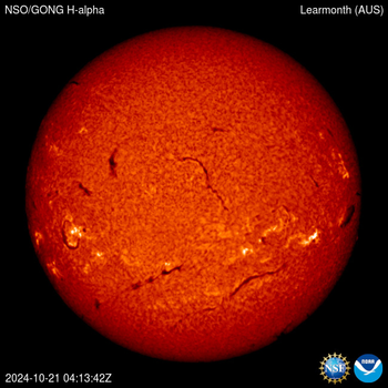 NSO GONG current white light (intensity) image of the Sun.