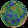 This hemispheric view of Venus, as revealed by more than a decade of radar investigations culminating in the 1990-1994 Magellan mission, is centered on the North Pole. NASA's Magellan spacecraft imaged more than 98% of Venus.