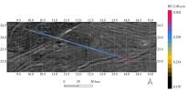 Processed data from the Jovian InfraRed Auroral Mapper (JIRAM) spectrometer aboard NASA's Juno mission is superimposed on a mosaic of optical images from the agency's Galileo and Voyager spacecraft that show grooved terrain on Jupiter's moon Ganymede.