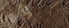 This image shows a close-up view of terrain within the region of Europa's surface named Conamara.