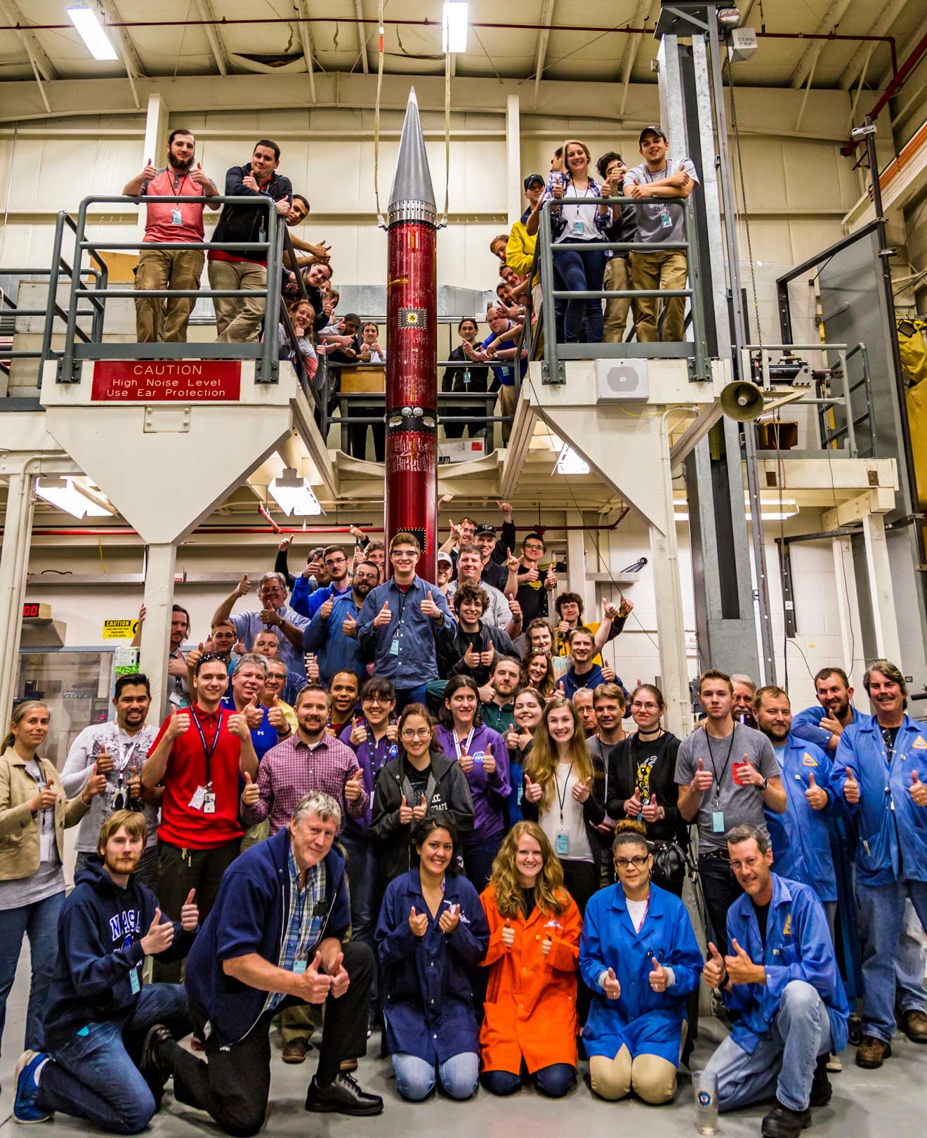 RockSat-C students with the payload during integration at Wallops.