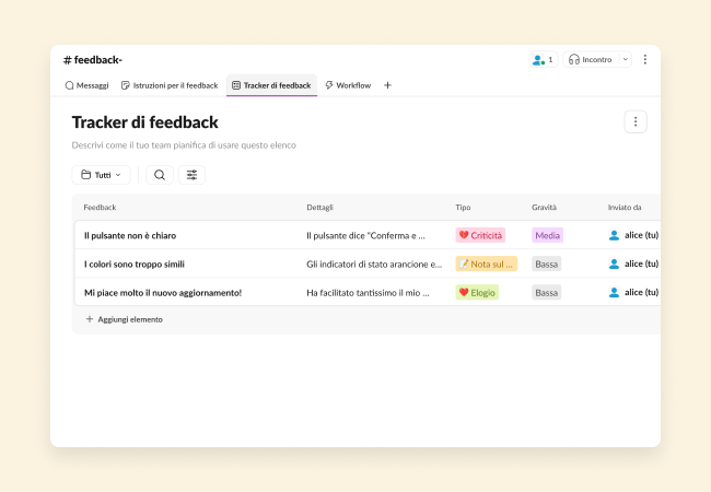 Modelli per aiutarti a raccogliere e gestire feedback