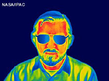 Man's face in infrared.