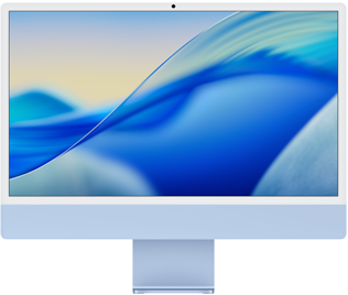iMac showing a colorful screen