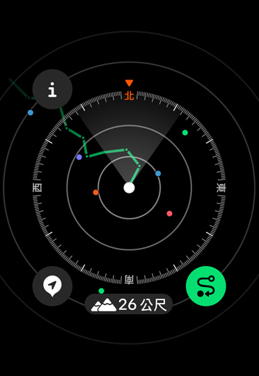 指南針 app 顯示山友經過的路徑。