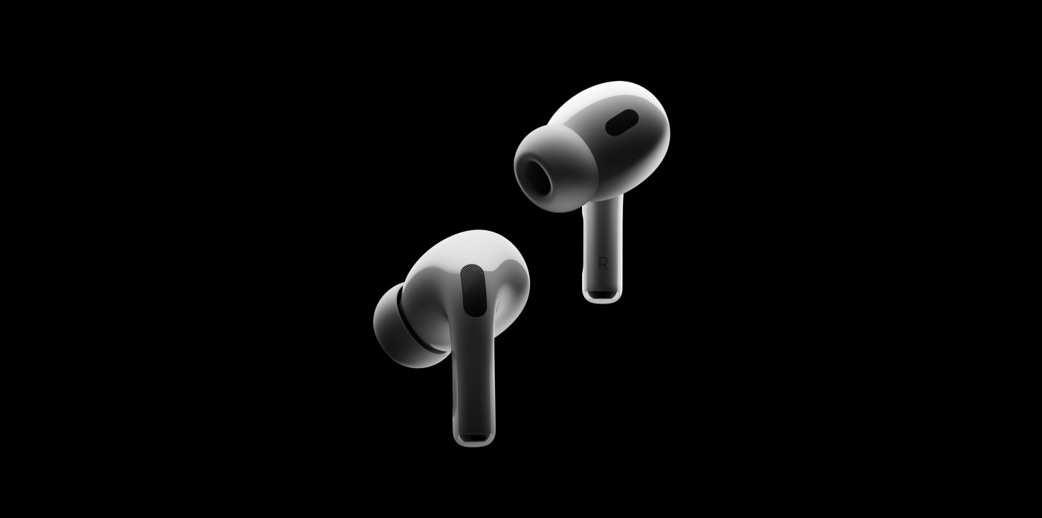 360-graders nærbillede af AirPods Pro 2