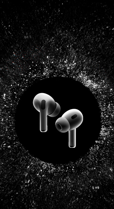 漂浮中的 AirPods Pro。