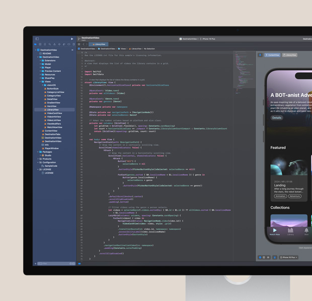 顯示器螢幕顯示正在進行的編碼專案