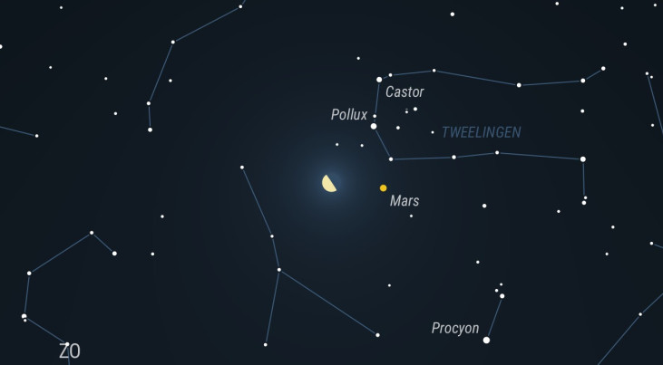 24 oktober: Mars rechtsonder halve maan