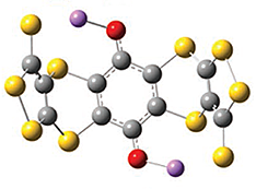 structural evolution of the new organic battery electrode during the lithiation process