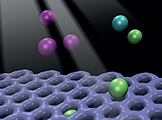 An illustration of individual atoms of three different noble gases—argon, krypton, and xenon&m