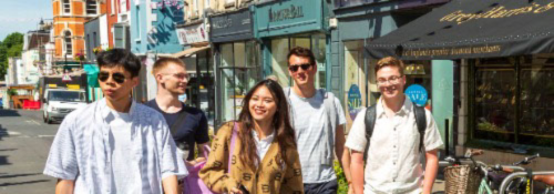 Group of students walking through Clifton village