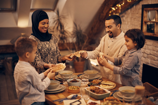 family gathering over meal