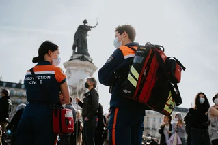 two relief workers