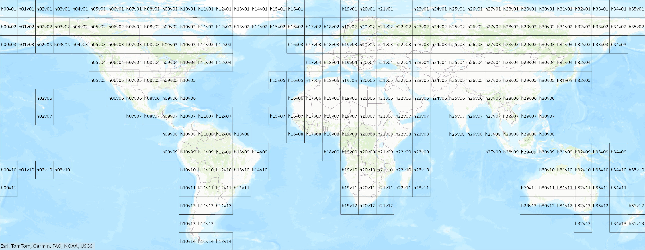 Map of MCDWD Flood Product 10 x 10 degree tile scheme