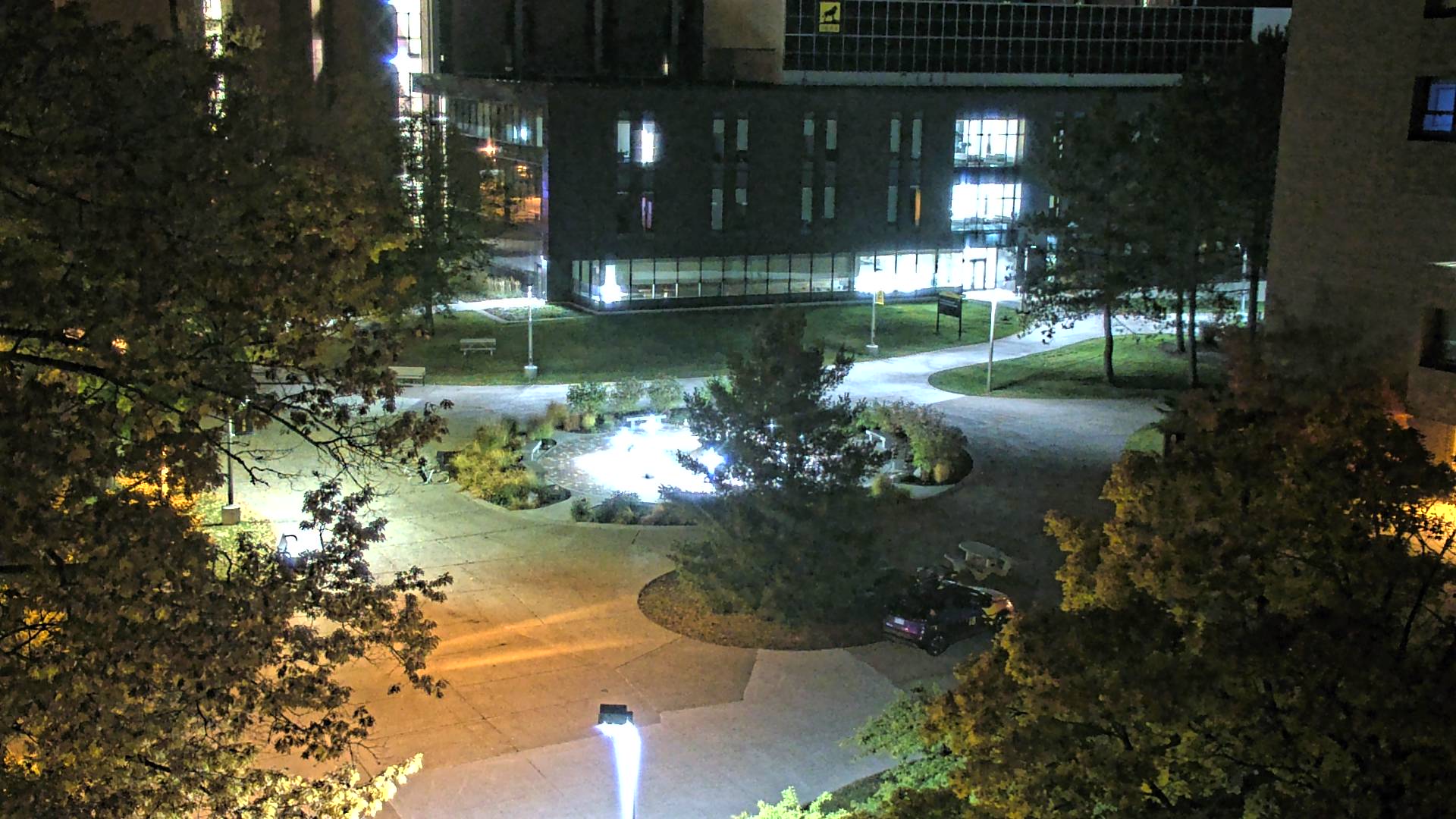 View of the center of the campus mall from Rekhi Hall.