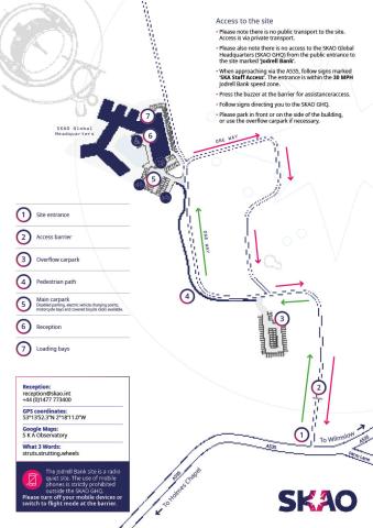 SKAO Headquarters site map at Jodrell Bank, UK