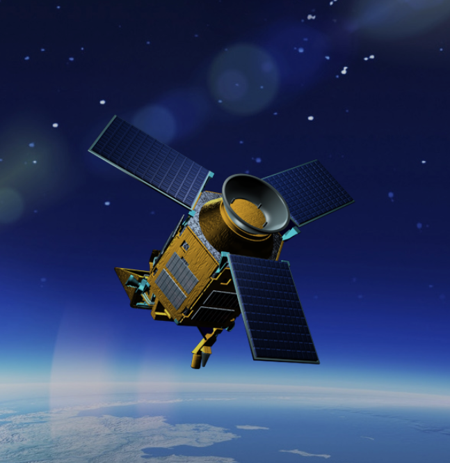 Artist rendering of TROPOMI in orbit above the Earth