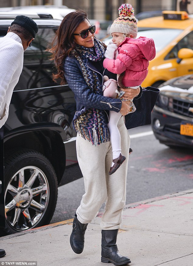 Low key: Bethenny Frankel opted for a relaxed look as she picked up her daughter Bryn from school in New York City on Wednesday