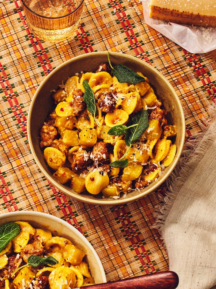 Pasta With Beets, Sausage, and Fried Sage