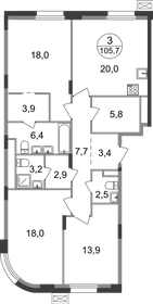 Квартира 105,7 м², 3-комнатная - изображение 1