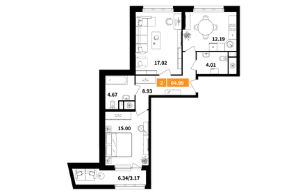 Квартира 65 м², 2-комнатная - изображение 1