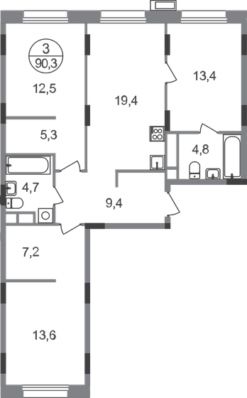 90,3 м², 3-комнатная квартира 28 754 986 ₽ - изображение 29